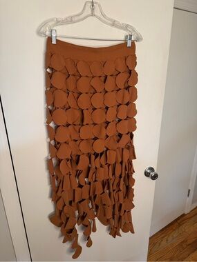 Circle-Appliqué Maxi Skirt in Rust